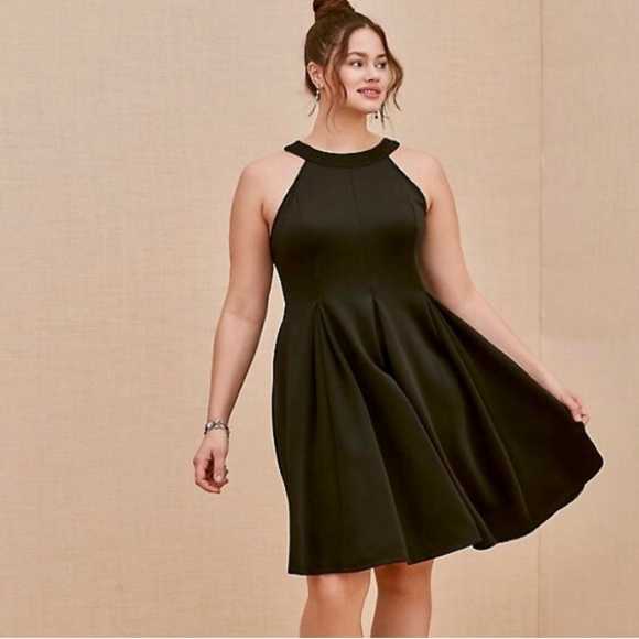torrid Dresses & Skirts - Torrid Size 3 Black Scuba Knit Halter neckline skater dress